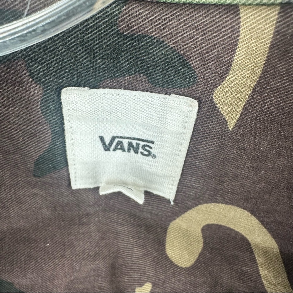 VANS Camouflage Army Camo Green Shirt Dress Snap Button Grunge Medium - Picture 4 of 6